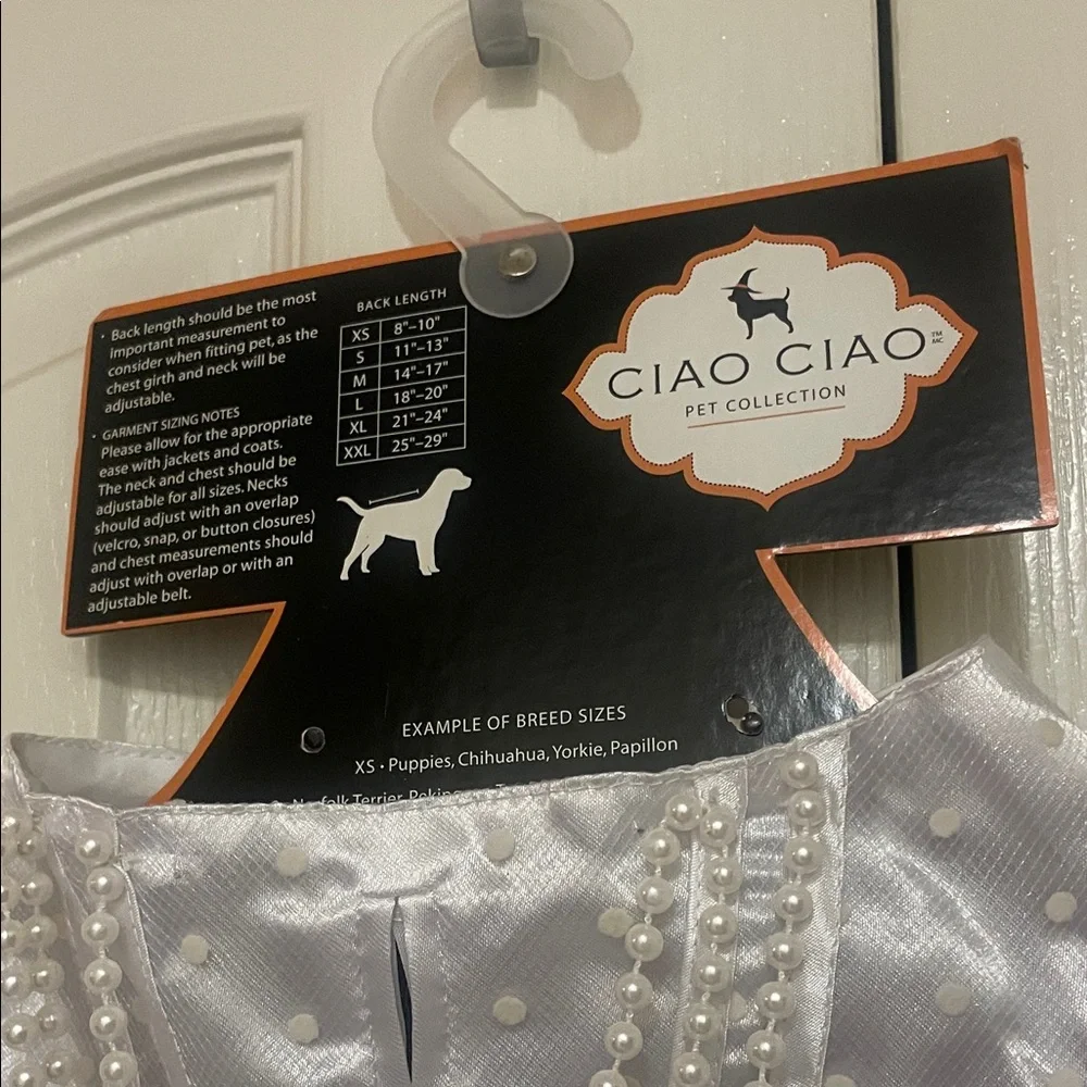 White and Cream Dog Costume w/Curly Wig